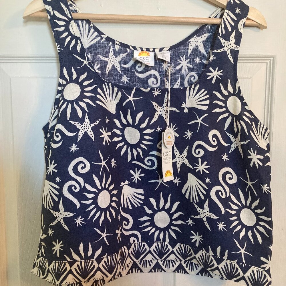 C&C California Navy and White Tank Top
